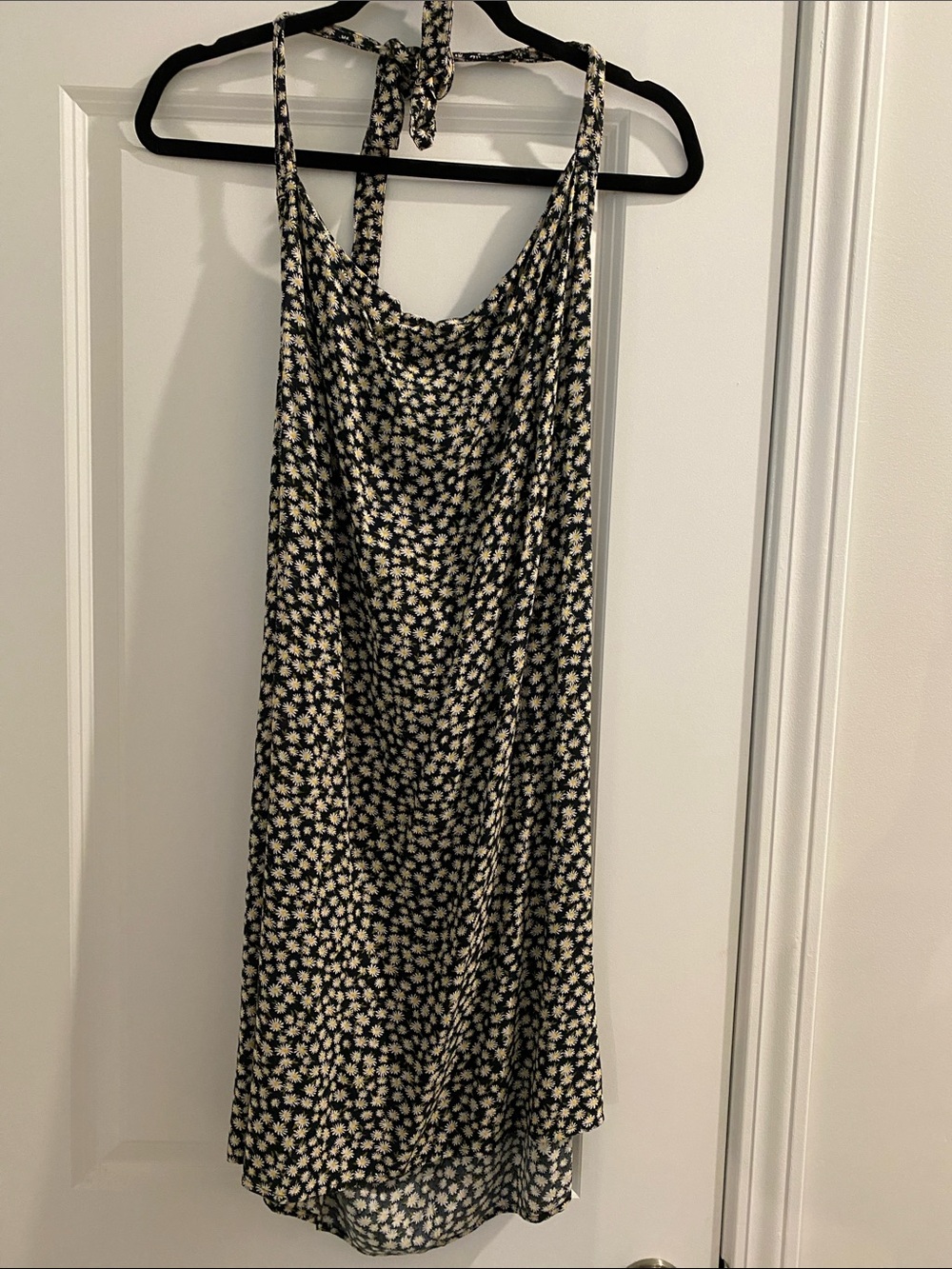 American Eagle Outfitters Black Slip Dress with Cream Floral Print